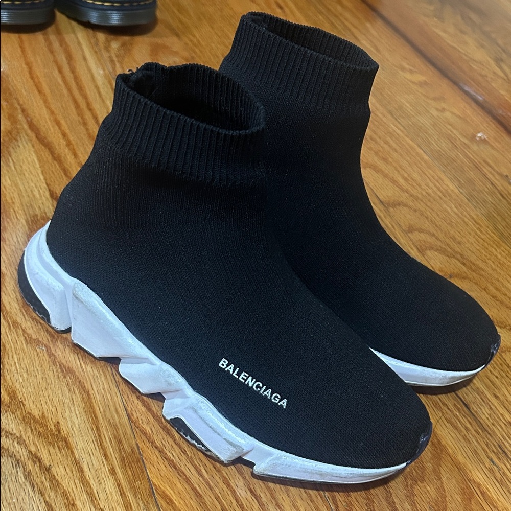 Balenciaga Kids Black and White Sock Sneakers